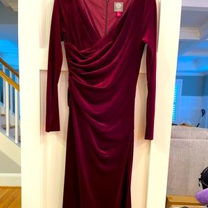 Burgundy Velvet Floor Length Dress